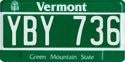 VT license plate YBY736