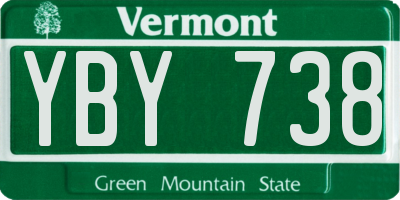 VT license plate YBY738