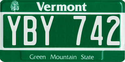 VT license plate YBY742
