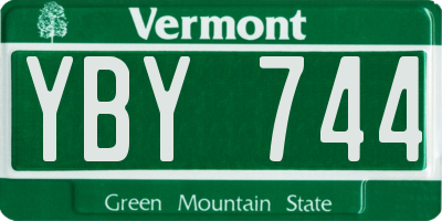 VT license plate YBY744