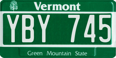 VT license plate YBY745