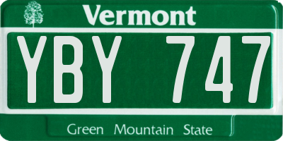 VT license plate YBY747