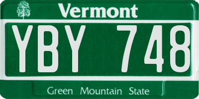 VT license plate YBY748