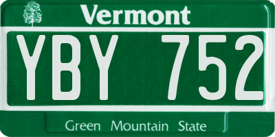 VT license plate YBY752
