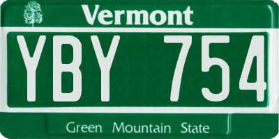 VT license plate YBY754