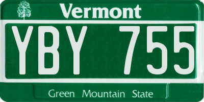 VT license plate YBY755