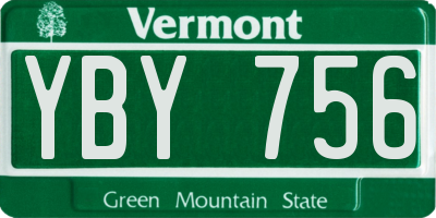 VT license plate YBY756