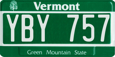 VT license plate YBY757