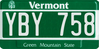 VT license plate YBY758