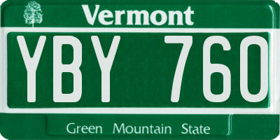 VT license plate YBY760