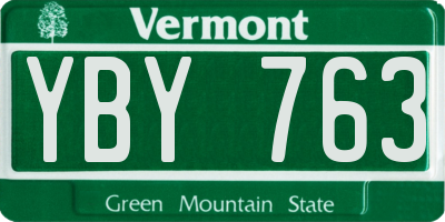 VT license plate YBY763