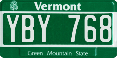 VT license plate YBY768