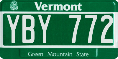 VT license plate YBY772