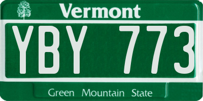 VT license plate YBY773