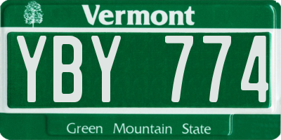 VT license plate YBY774