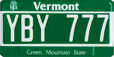 VT license plate YBY777