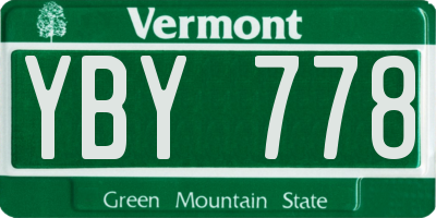 VT license plate YBY778