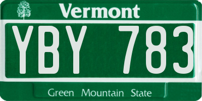 VT license plate YBY783