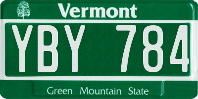VT license plate YBY784