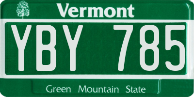 VT license plate YBY785