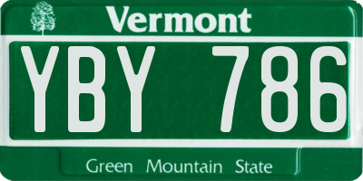 VT license plate YBY786