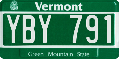 VT license plate YBY791