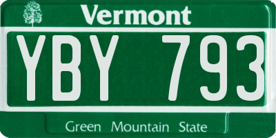 VT license plate YBY793