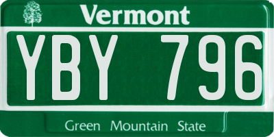 VT license plate YBY796