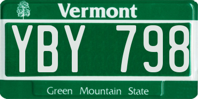 VT license plate YBY798