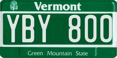 VT license plate YBY800