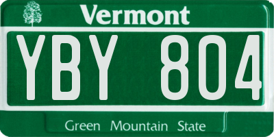 VT license plate YBY804