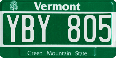 VT license plate YBY805