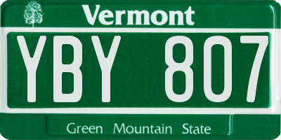 VT license plate YBY807