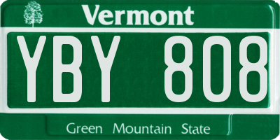 VT license plate YBY808