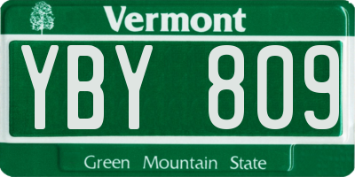 VT license plate YBY809