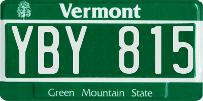 VT license plate YBY815
