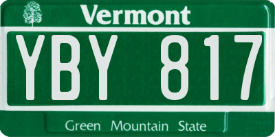 VT license plate YBY817