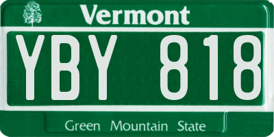 VT license plate YBY818