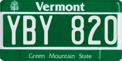 VT license plate YBY820