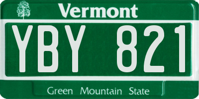 VT license plate YBY821