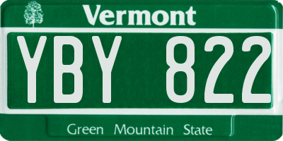 VT license plate YBY822