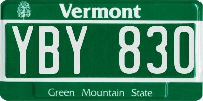 VT license plate YBY830