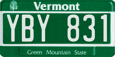 VT license plate YBY831