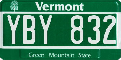 VT license plate YBY832