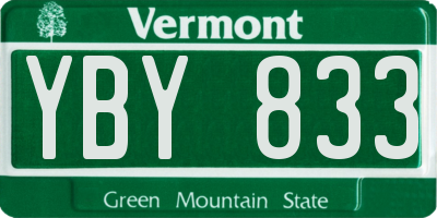 VT license plate YBY833