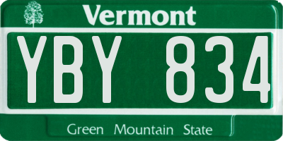 VT license plate YBY834