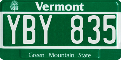 VT license plate YBY835