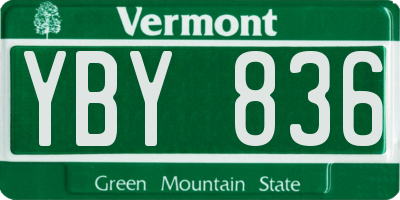 VT license plate YBY836