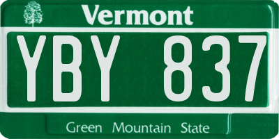VT license plate YBY837