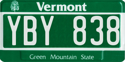 VT license plate YBY838